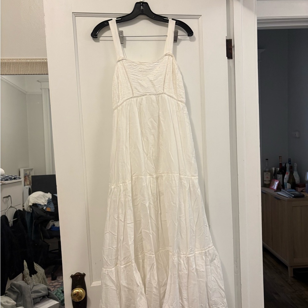 Zara White Maxi Embroidered Sundress